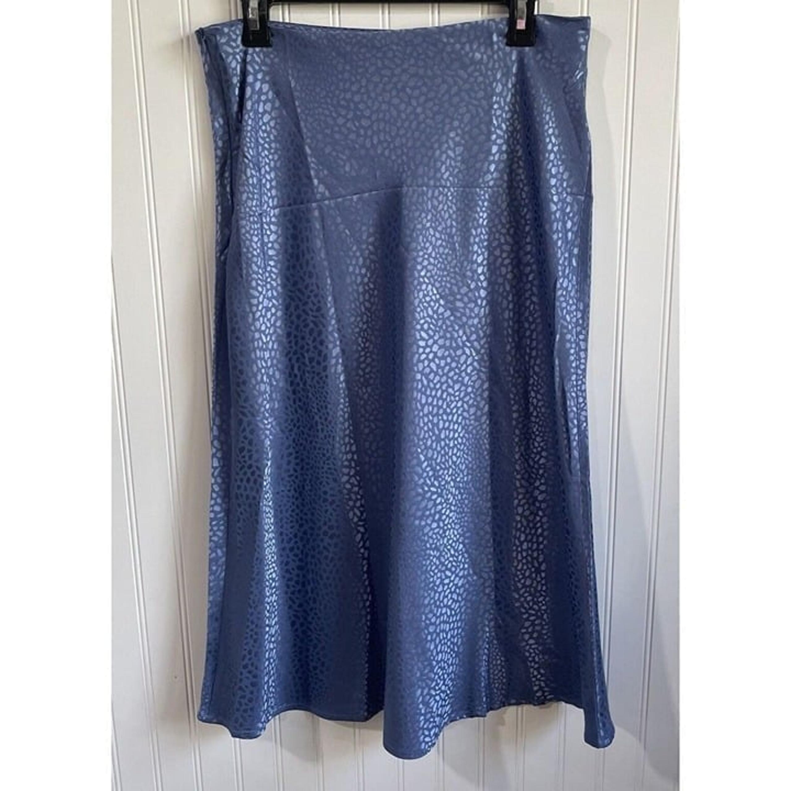 Shein Skirt Womens Large Blue Animal Print Maxi A-Line Side Zip Closure