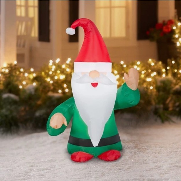 4' CHRISTMAS GNOME IN A SANTA HAT CHRISTMAS INFLATABLE NEW