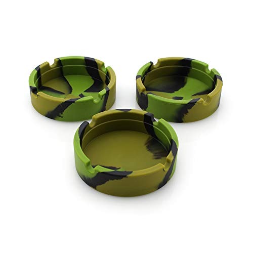 3 pack Camo Silicone ashtray,High Temperature Resistant Silicone Round Ashtray