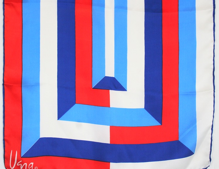 Vintage Vera Neumann mod scarf color block red white blue oblong silk blend 70s