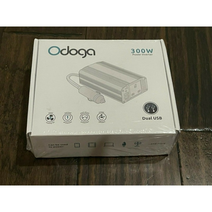 Odoga Dual USB 300W Power Inverter DC 12V to 110V AC Car Charger Converter Black