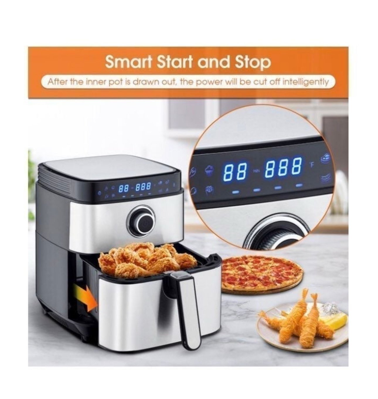 MOOSOO 8-in-1 Air Fryers, 5.2 Quart Air Fryer with Digital Touchscreen, Stainles