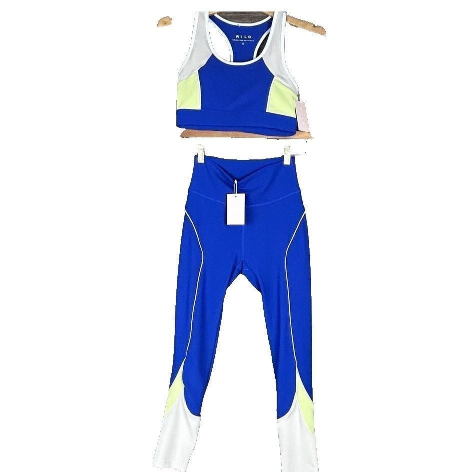 Wilo The Label Sports Bra Legging Set Wm's S Cobalt Blue Athletic Athleisure Gym