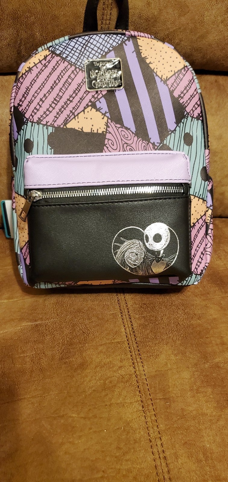Tim Burton's Nightmare Before Christmas Jack and Sally Patches Mini Backpack