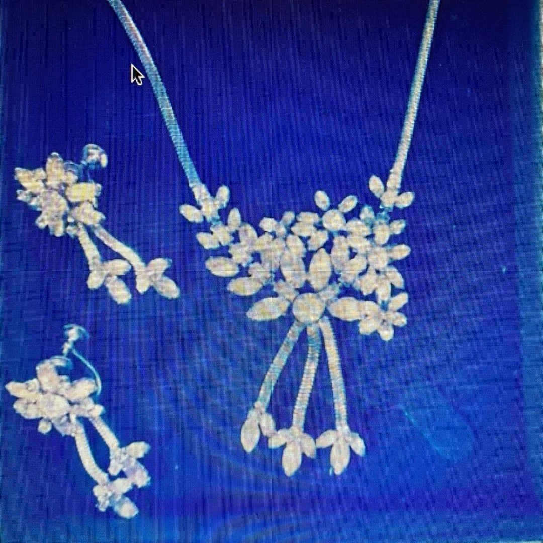 Vintage1950 Crystal Eisenberg 'Ice' Collection, Necklace and Screw Back Earrings