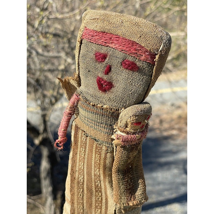 Ancient Antique Chancay Burial Peruvian Inca Native American Doll Baby Handmade