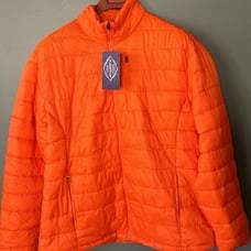 New men’s Sz XL St John’s Bay quilted puffer zipped orange travel casual jacket