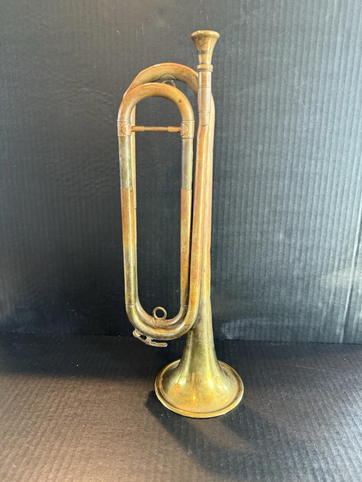 Vintage U.S. Military Regulation Bugle York & Sons Brass WWI Or WWII