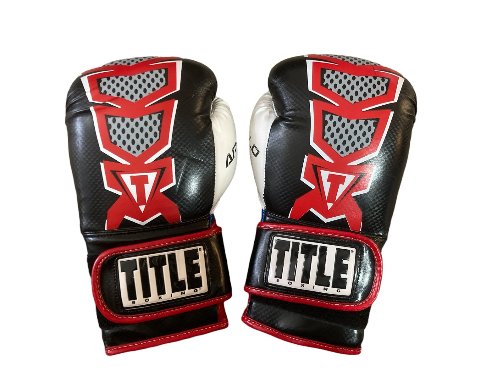 Title Boxing Apollo Infused Foam Training Gloves 12 OZ Black Red White Blue Used