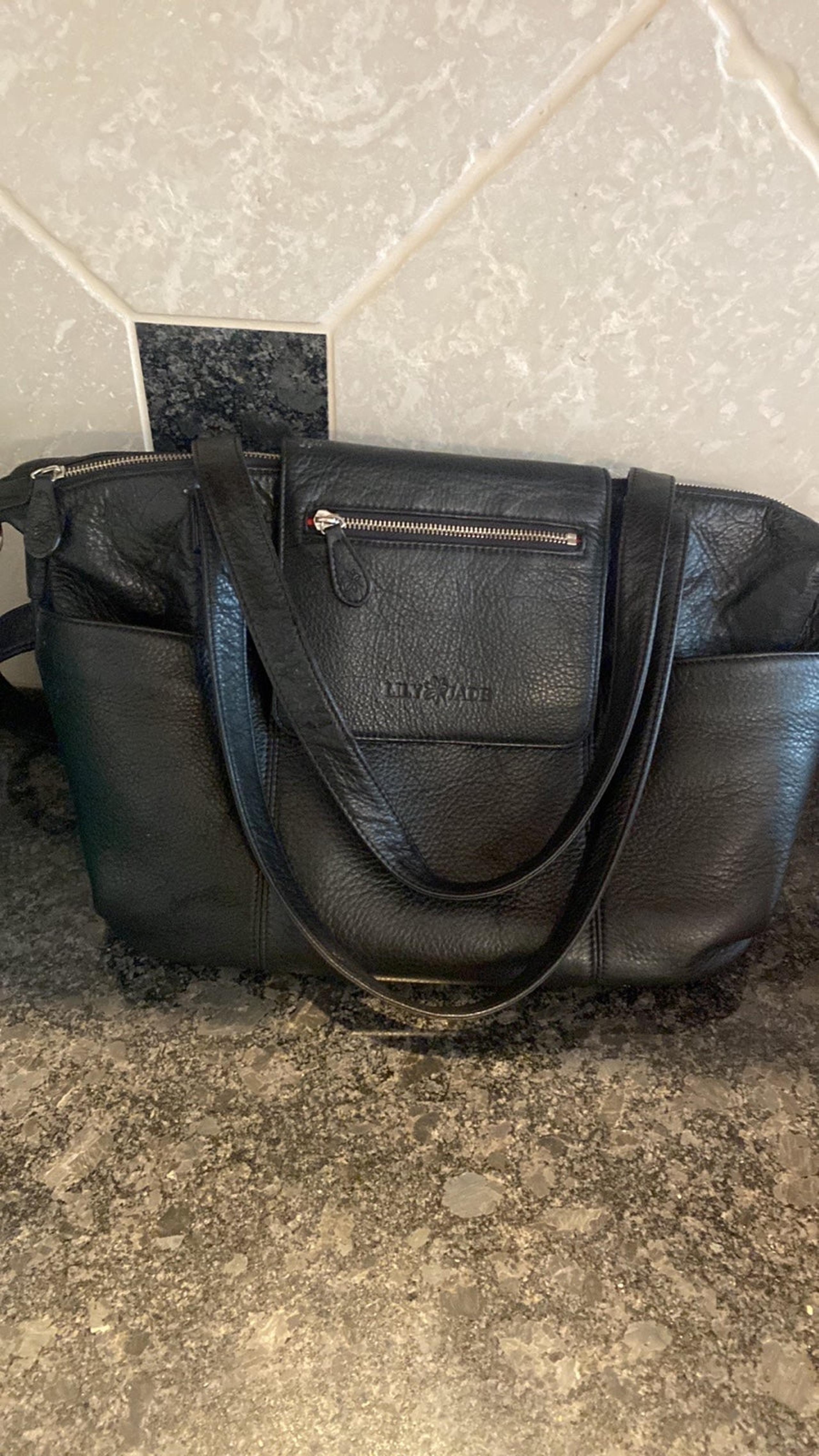 Black Lily Jade Leather Diaper Bag