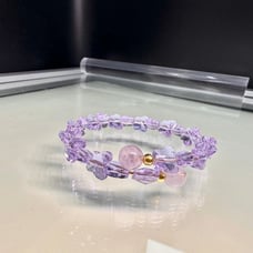 LAVENDER BUTTERFLY CRYSTALS + LAVENDER STONES BRACELET size 6” up to 7”