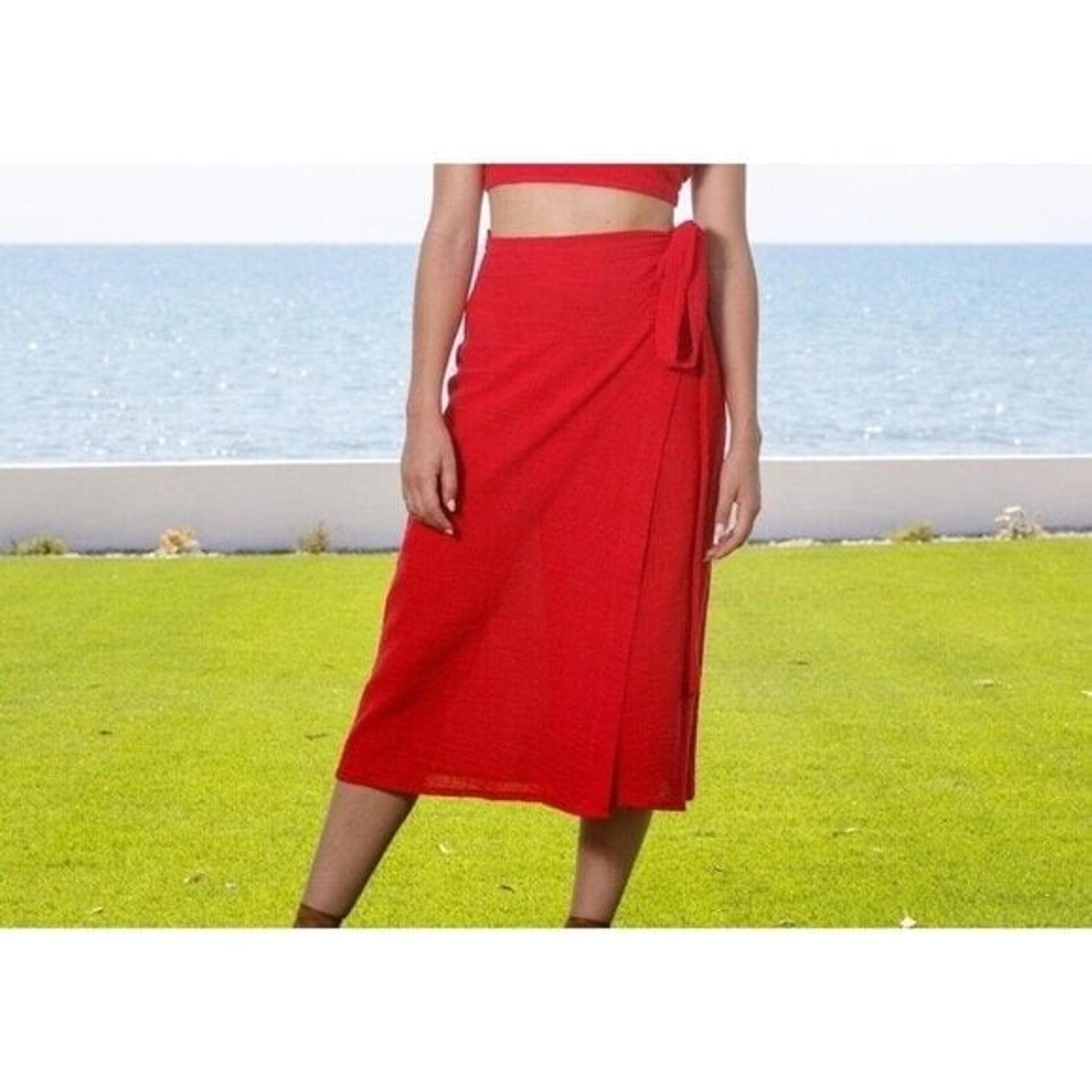 A New Day Women's Americana Red Wrap Midi Skirt Size Large