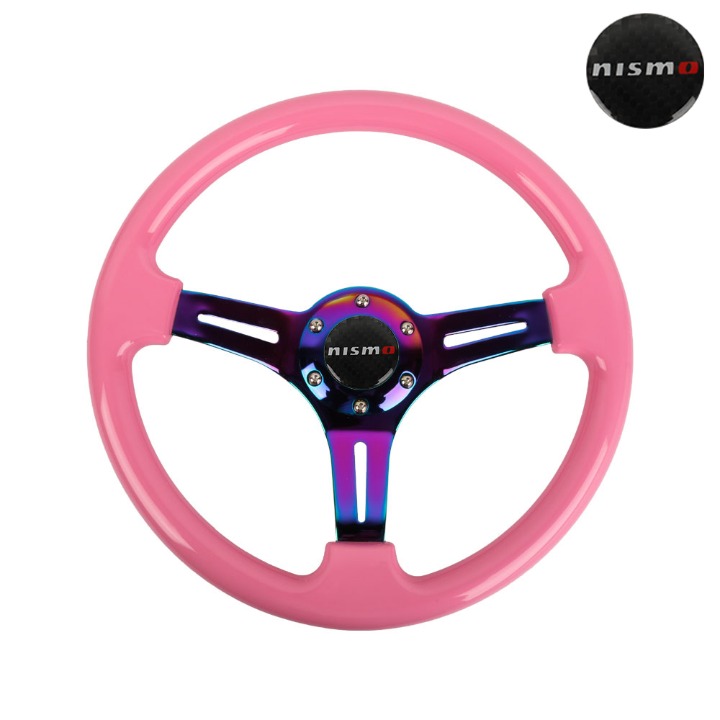 NEW 350mm 14 Universal JDM NISMO ABS Racing Steering Wheel Pink With Neo Spoke
