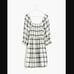 Madewell Lucie Elbow-Sleeve Smocked Mini Dress in Lebaum Plaid S