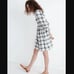 Madewell Lucie Elbow-Sleeve Smocked Mini Dress in Lebaum Plaid S