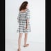 Madewell Lucie Elbow-Sleeve Smocked Mini Dress in Lebaum Plaid S