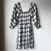 Madewell Lucie Elbow-Sleeve Smocked Mini Dress in Lebaum Plaid S