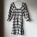 Madewell Lucie Elbow-Sleeve Smocked Mini Dress in Lebaum Plaid S