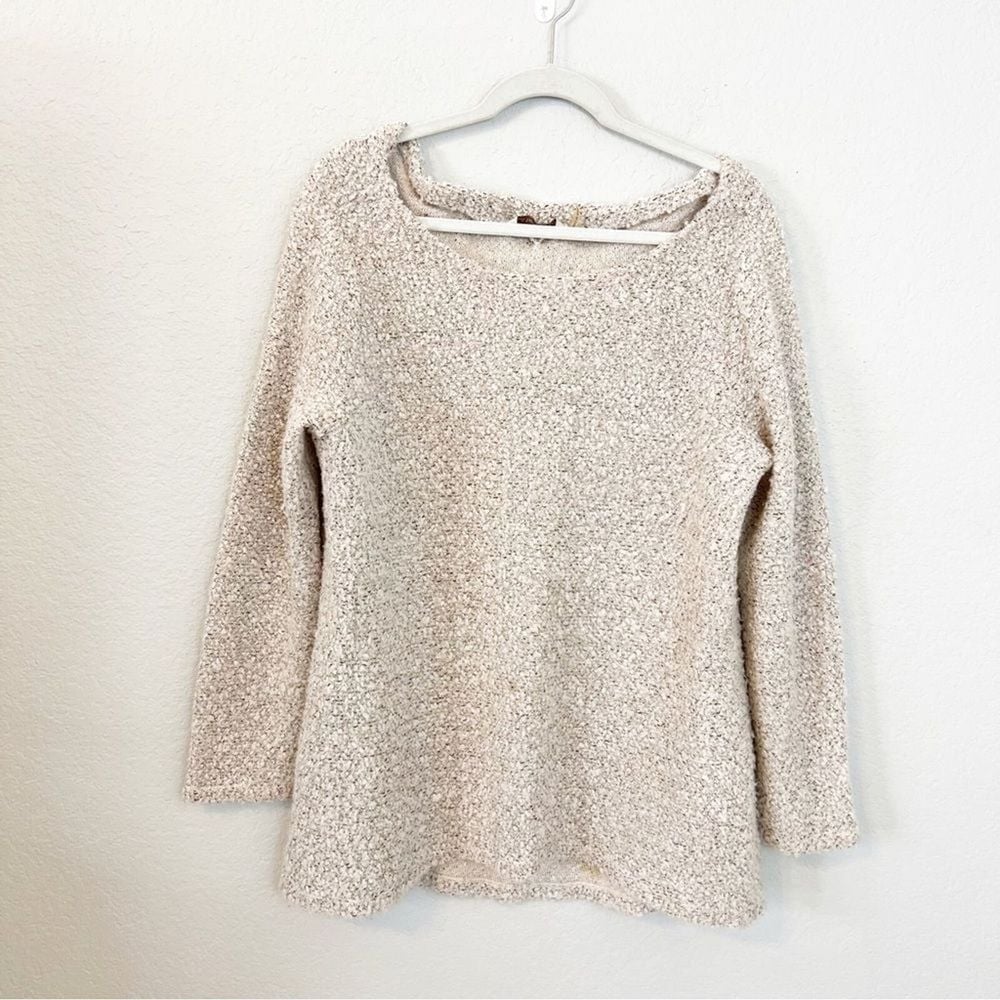 Soft Surroundings Wood Blend Nubby Oversized Sweater Oatmeal Large