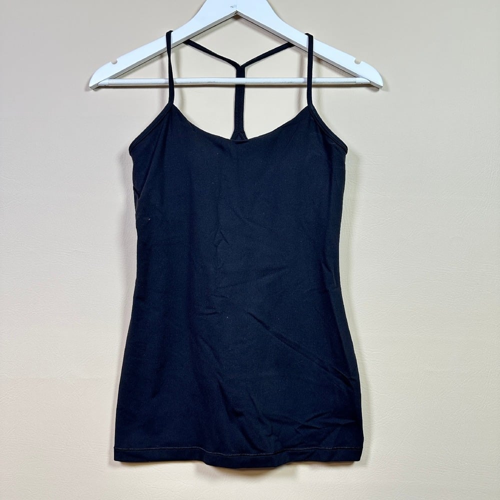 Lululemon Tank Top Shelf Bra Athletic Workout Black Racerback Size 6