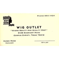 Karen Ross Wig Outlet Corpus Christi Vintage Business Card SE5-B3