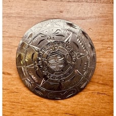 925 Sterling Silver Aztec Mayan Calendar Sun Dial Pin Brooch Pendant 12.96g VTG