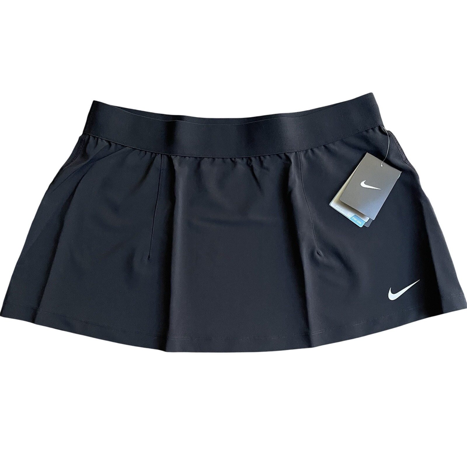 Nike Dri-Fit Slam Skirt Womens Size L Black Unlined Tennis Pickleball Golf NWT