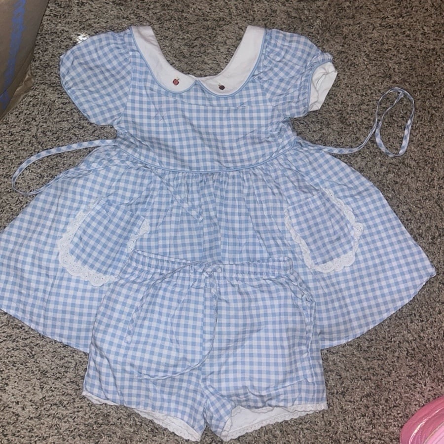 Sweethoney Girls size 6 Back to School Apple Collared Tunic Dress Matching Set w