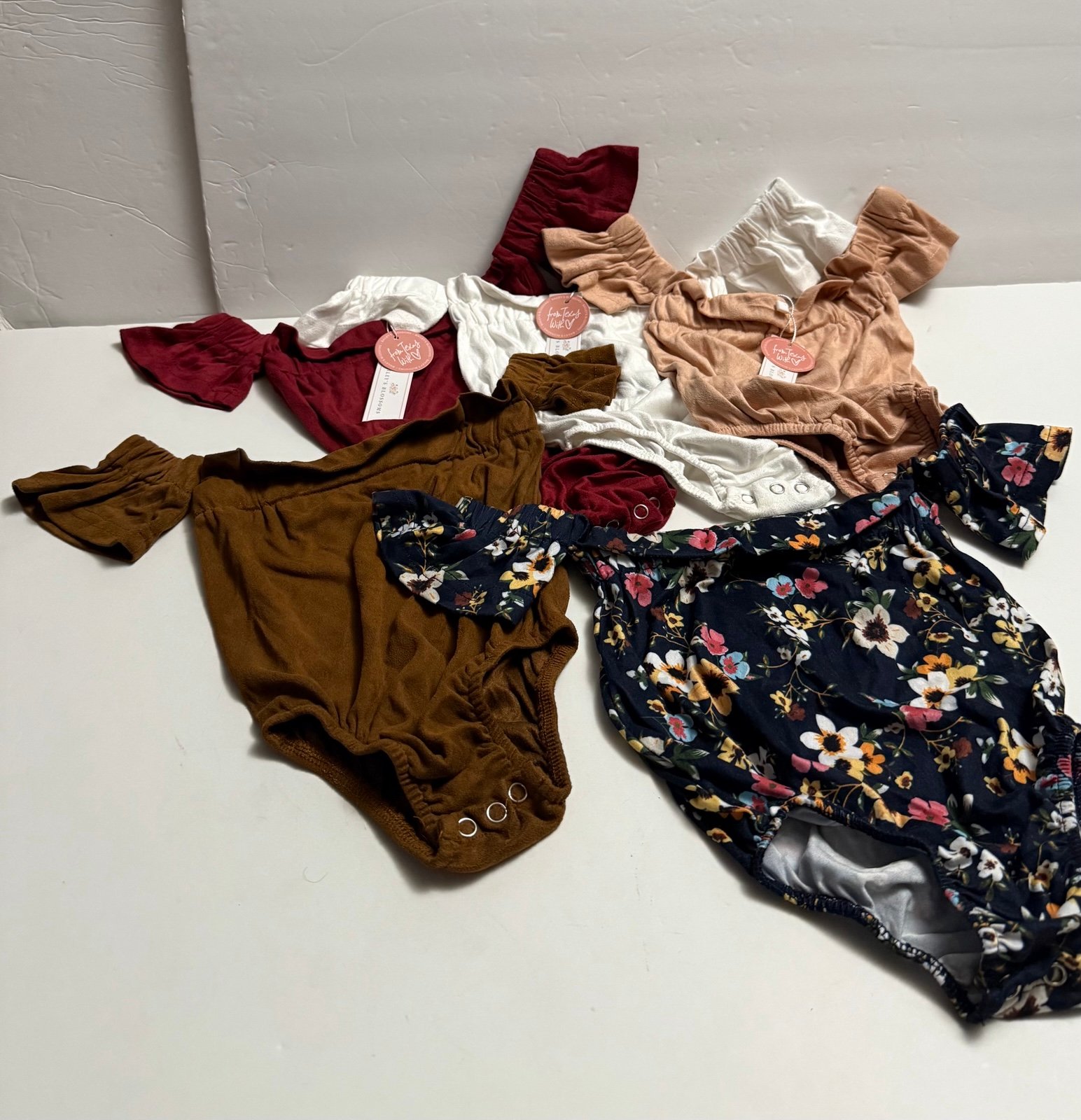Bailey’s Blossoms Off the Shoulder Baby Girl Bodysuit Bundle Size 9-12 Months