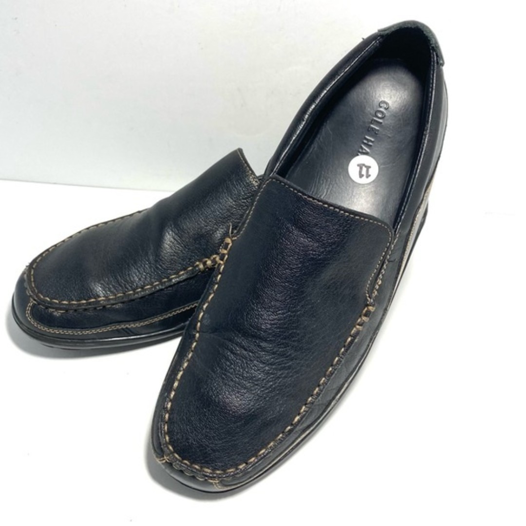 COLE HAAN Tucker Venetian Black Leather Slip on Comfort Loafers Mens Size 11
