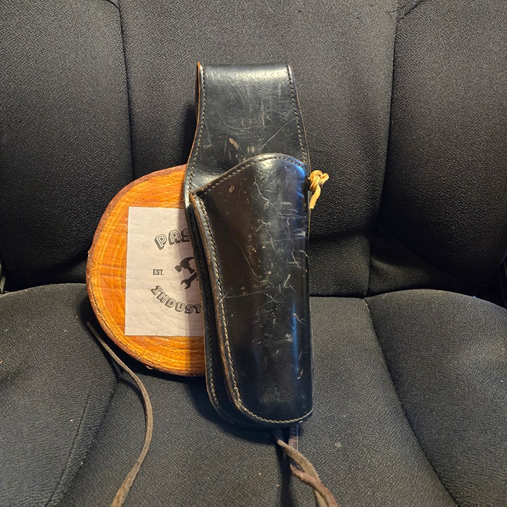 Vintage Bucheimer Black Leather Drop Leg Holster BML-3 RH for 6 Barrel Revolver