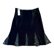 JACKIE JON, NWT, BLACK VELVET LOOK, MID LENGTH SKIRT. SIZE 14