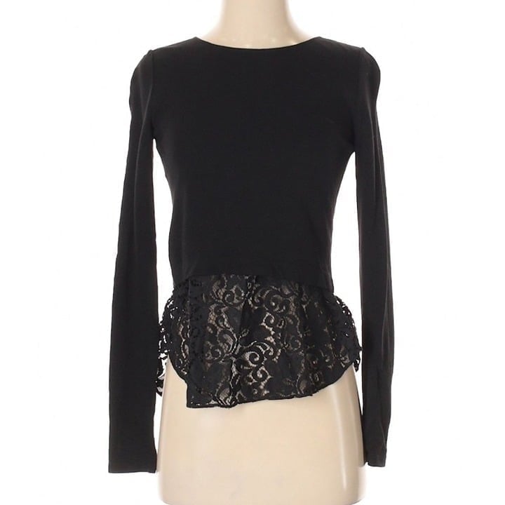 Theory Jersey Bente Lace-hem Size P Black Sweater