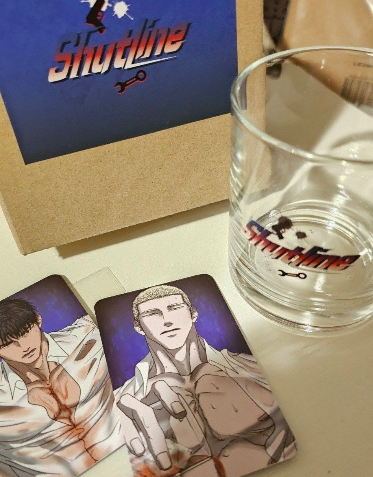 Lezhin Shutline jake shin mofun collab glass & photocard set