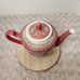 Teapot Floral Chinese Mun Shou Longevity Jar Vase Tea Pot + Lid Porcelain Red