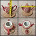 Teapot Floral Chinese Mun Shou Longevity Jar Vase Tea Pot + Lid Porcelain Red