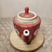 Teapot Floral Chinese Mun Shou Longevity Jar Vase Tea Pot + Lid Porcelain Red