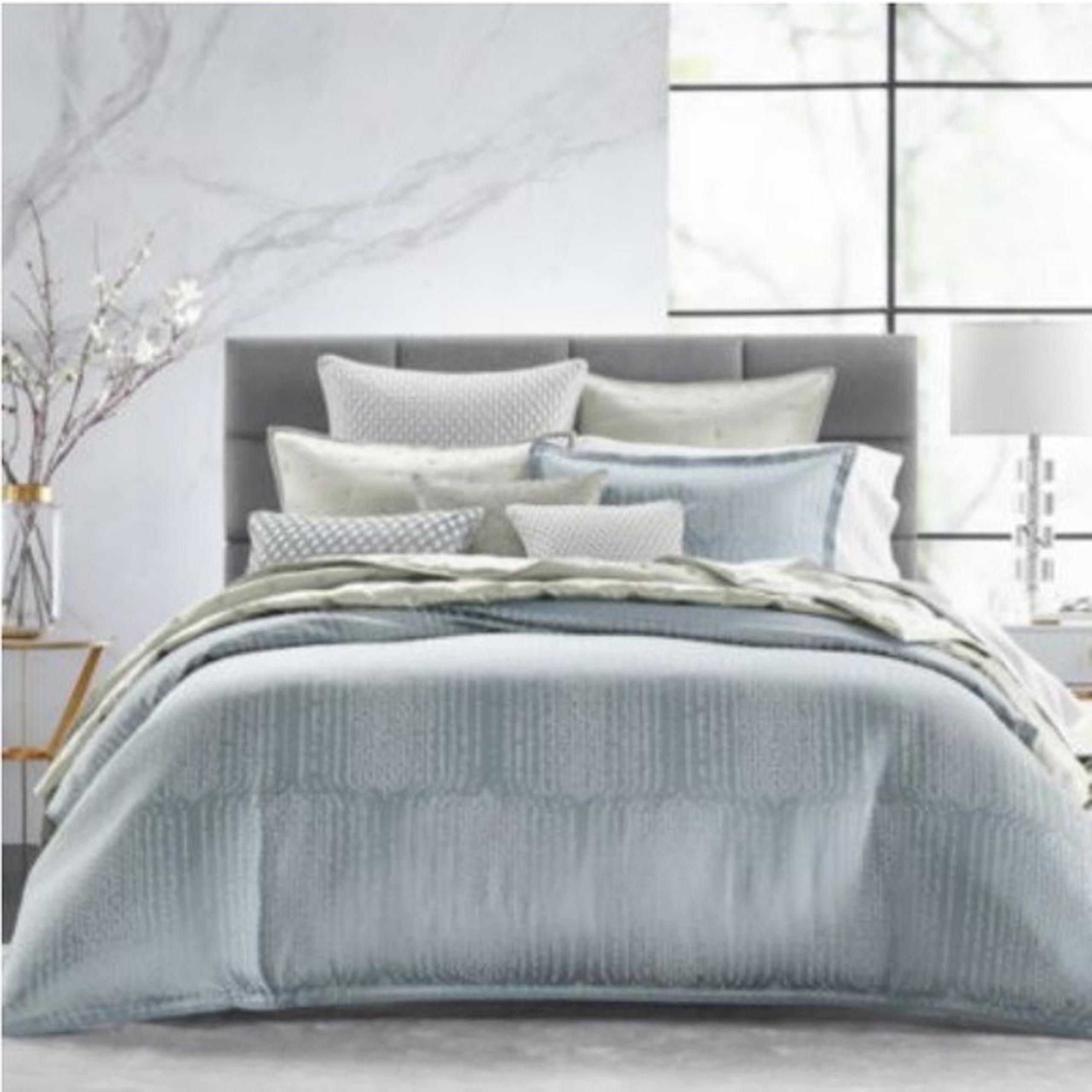 Hudson Park CollectionFaded Geometric Duvet, King100% Exclusive. Color: Slate