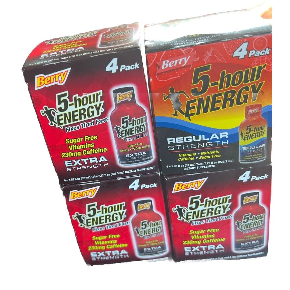 4-PK 5-hour ENERGY Regular & Extra Strength Berry 1.9 oz | X-5/26 (3) 4/25 (1)