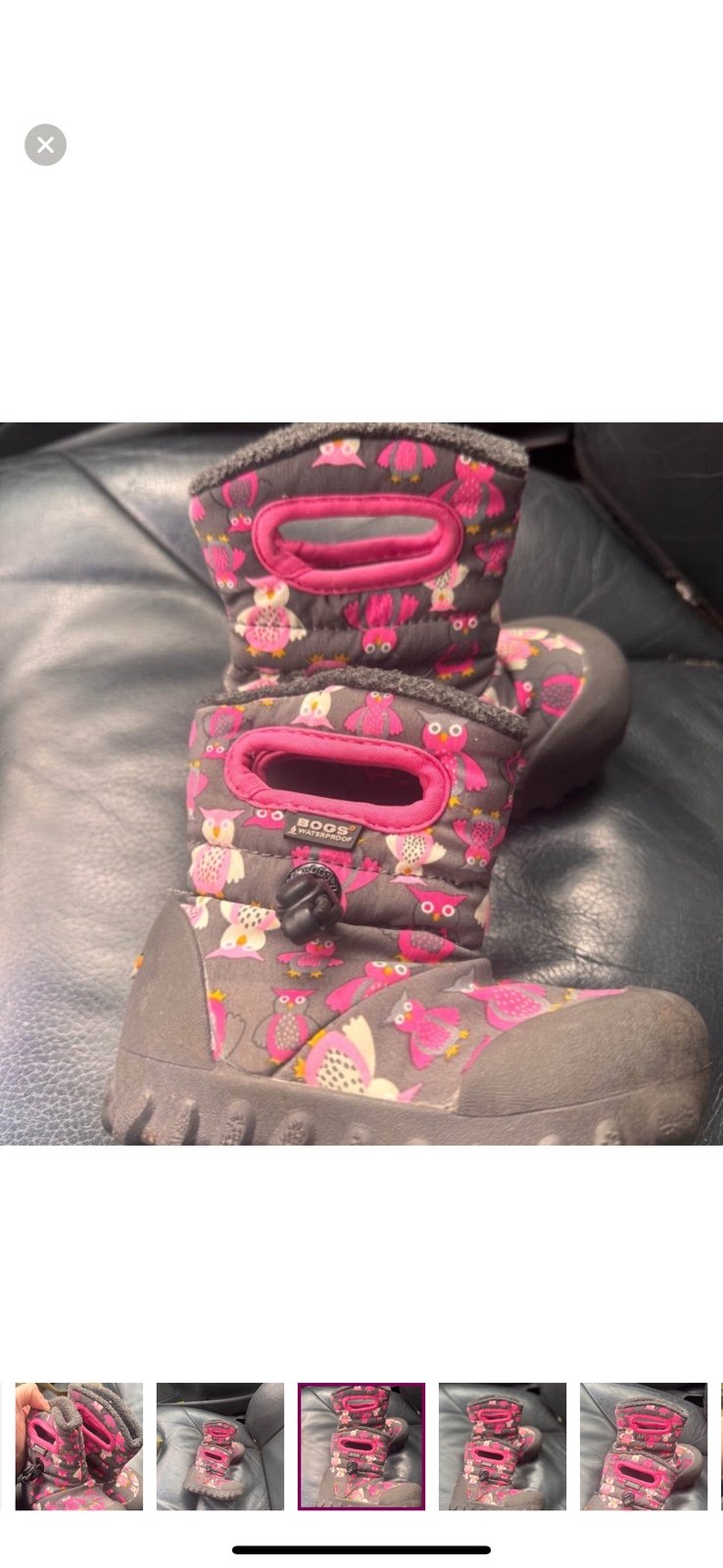Bogs snow rain boots infant size 5 owl print winter boots toddler