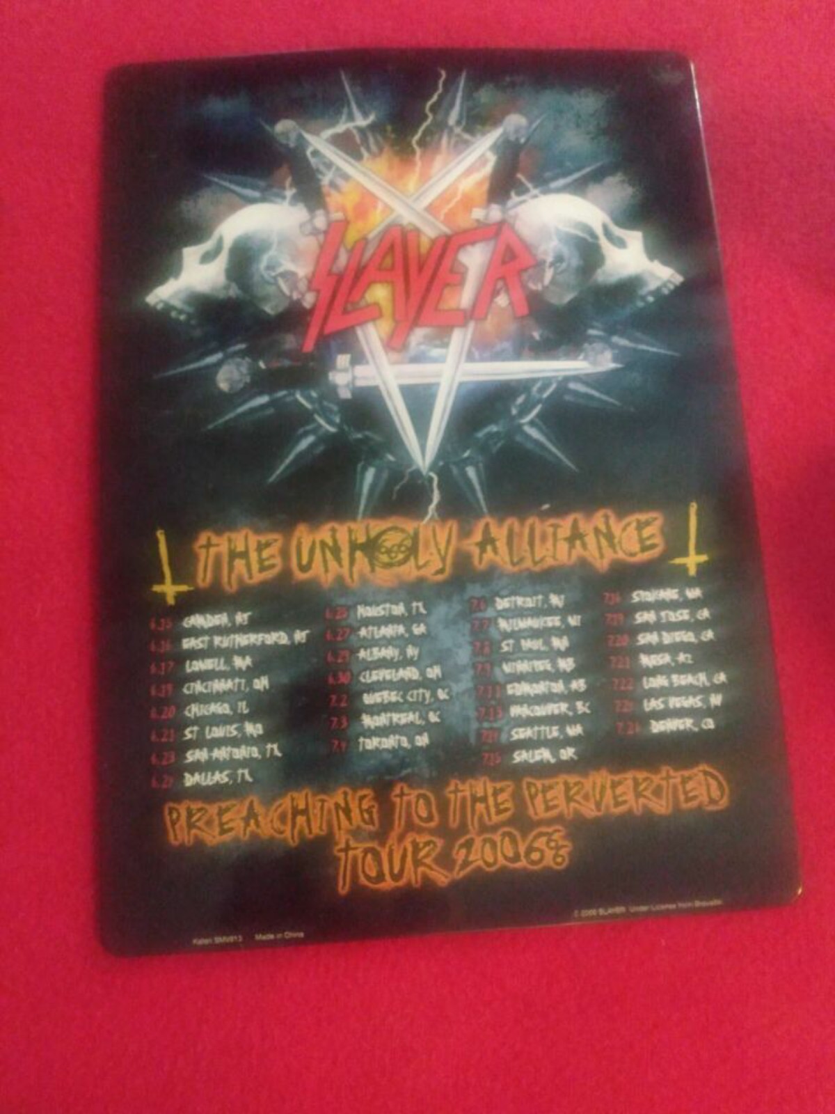 SLAYER The Unholy Alliance 2006 Tour Metal Sign