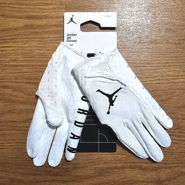 Jordan Vapor Jet Football Gloves Size S White Cement Black Jumpman