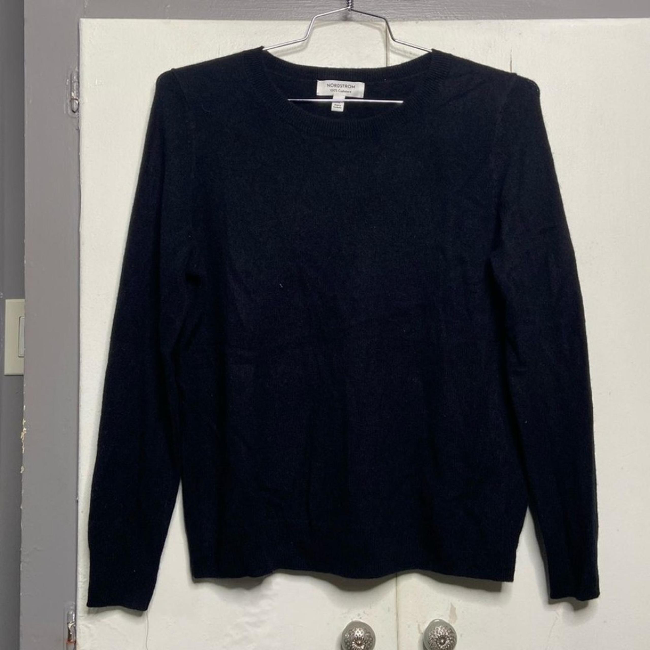 nordstrom women 100% cashmere crewneck sweater xl black