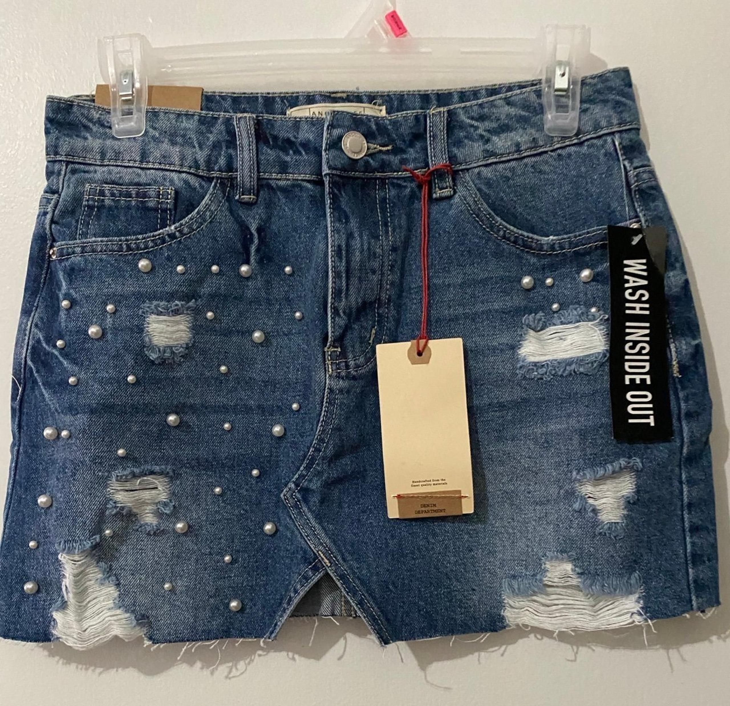 Women mini skirt denim angel kiss