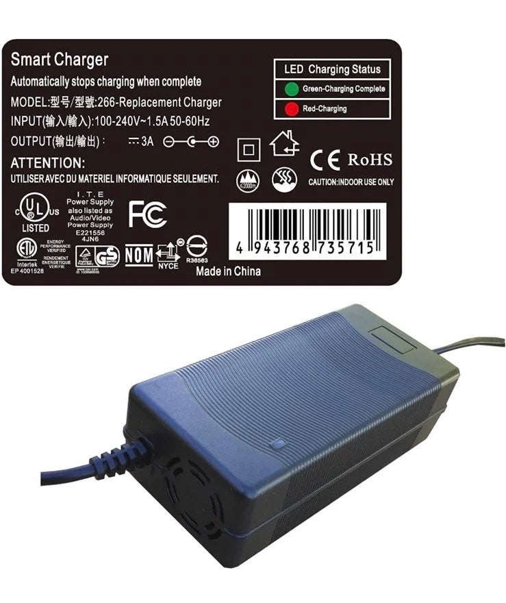 3 Amp Smart Replacement Charger For Hiboy Electric Scooter