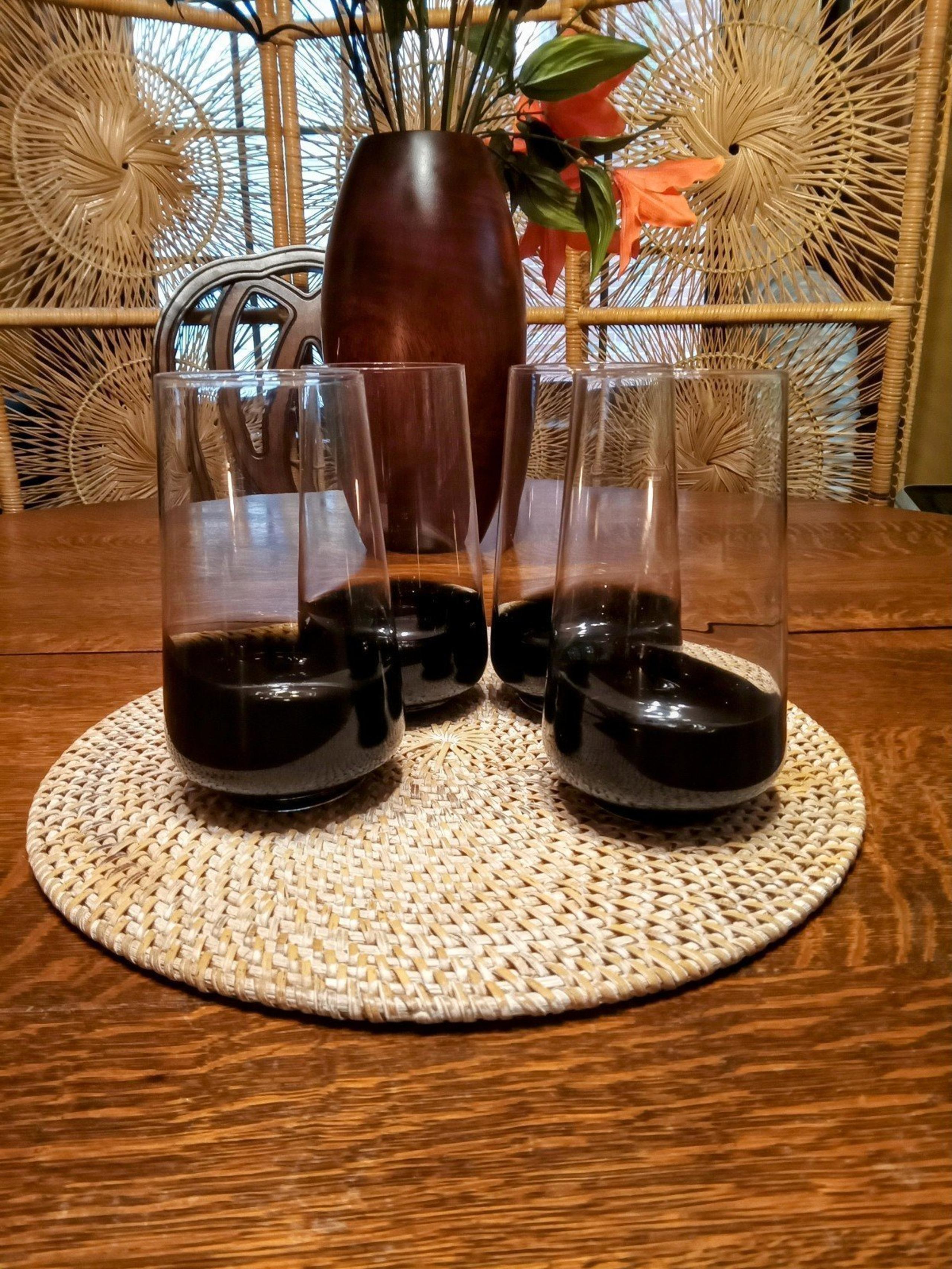 Pier One Black Elemental Hand Blown Footed Tumblers - Set of 4