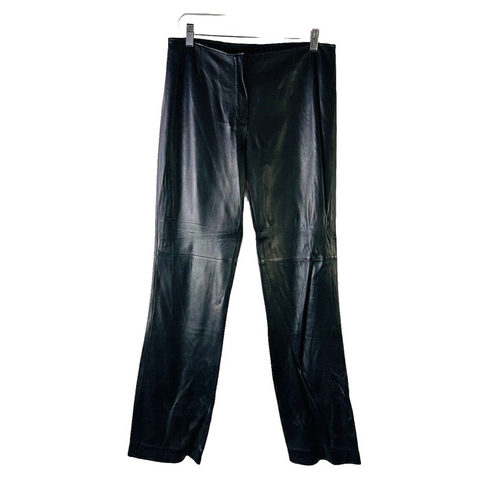 Vintage Y2K Womens 8 Black Genuine Leather Mid Rise Pants Goth Vamp Punk