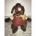 VTG 1980s Wrinkles Plush Dog Hand Puppet DARK BROWN W/ Bone Corduroy Pants 16”