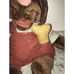 VTG 1980s Wrinkles Plush Dog Hand Puppet DARK BROWN W/ Bone Corduroy Pants 16”