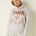 Vs Victorias Secret Pink Campus Cowl Neck Sweater Jacket Top Grey Rose Gold XXL